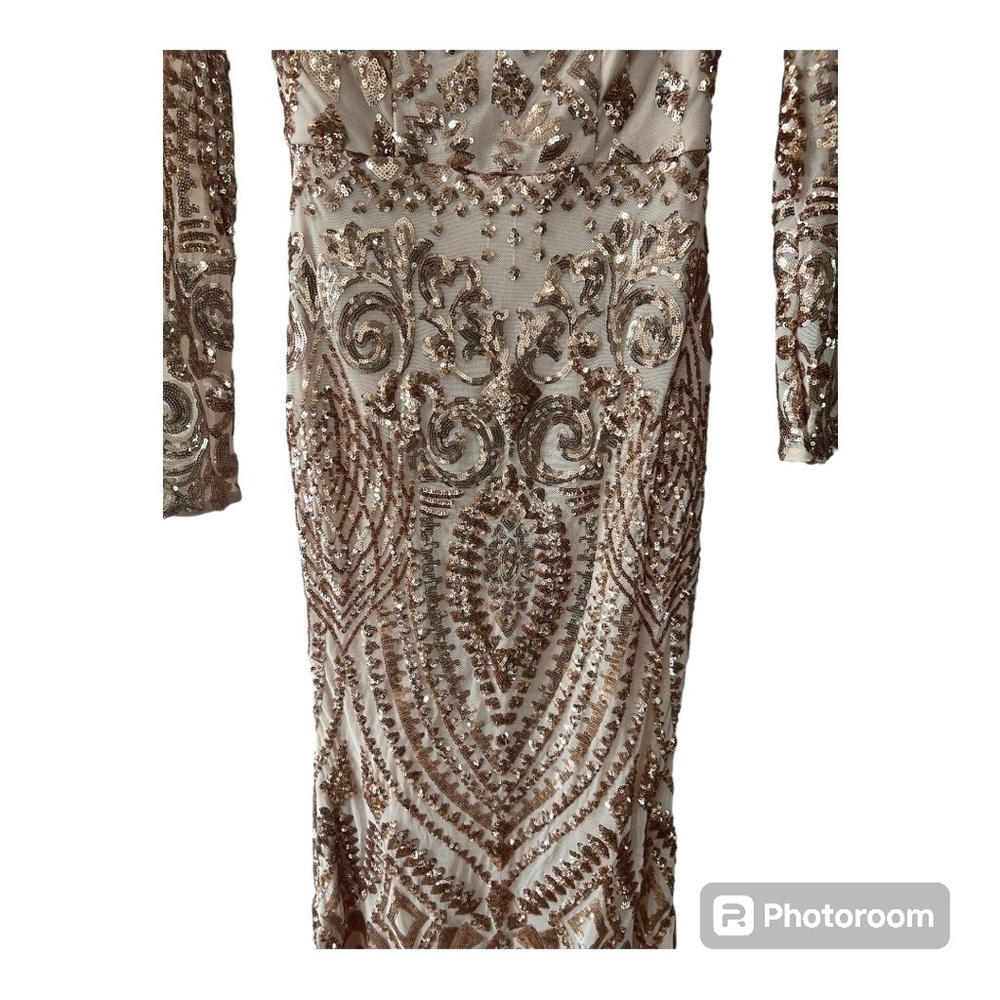 Fashion Nova Pale Pink & Rose Gold Sequins Formal Dress Size S - Picture 9 of 12
